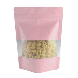 Pink Stand Up Pouch with Clear Window Aluminum Zipper Seal Lock Heat Sealable Food, Pet Treat, Beauty Smell Proof Storage Bags for Small Business, Pop Up Shop (50, 5.12 inch x 7.09 inch)