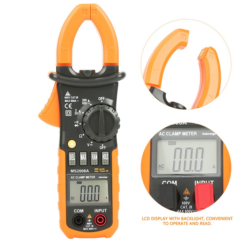 PEAKMETER PM2008A Handheld Digital LCD Clamp Meter AC/DC Voltage Diagnostic