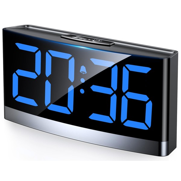 Rolgno Alarm Clock for Bedrooms,Bedside Digital Clocks with Conspicuous Blue