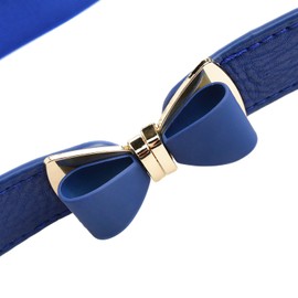 Syuer Womens 1" Width Bow Skinny Elastic Waist Belt Stretchy Belt Thin Belt (S-M (26"-32"), Blue)