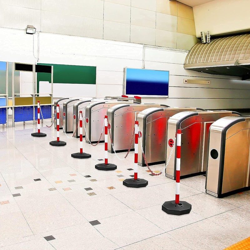 Bettary 6 Pack Plastic Stanchions Chain Set, Traffic Delineator Post