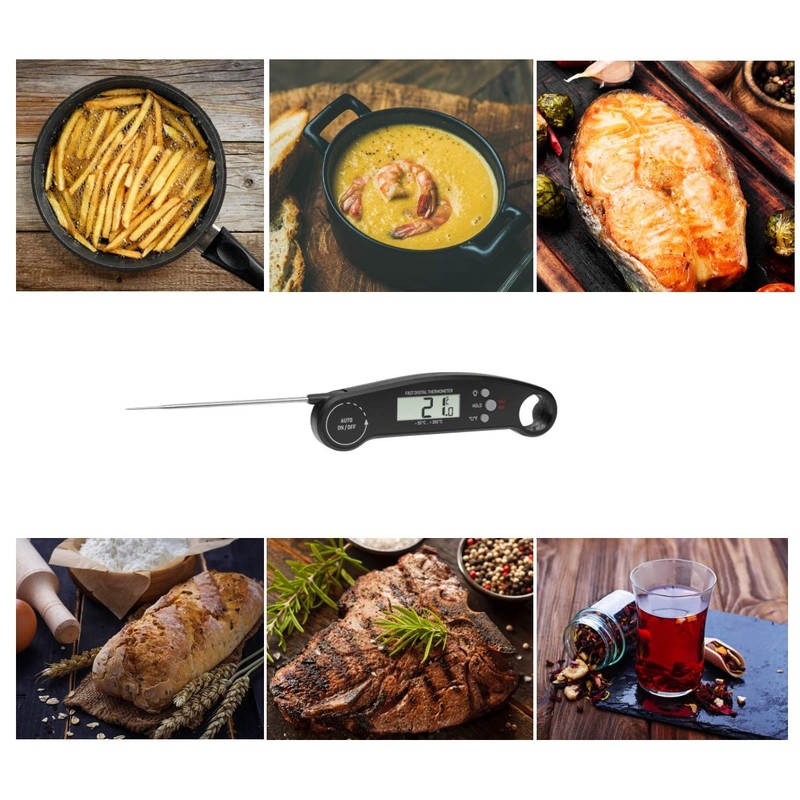 TFA Dostmann Digitales Küchenthermometer, 30.1061.01, Klappthermometer, mit Flaschenöffner, Hintergrundbeleuchtung, BBQ