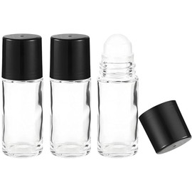 RANYUNSYZ 3Psc 30ml Empty Glass Roller Bottles Plastic Roller Ball Vials Containers for Essential Oils, Perfume, Cosmetics