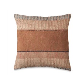 Bold Centre Mixed Stripe Knitting Sewing Terracotta Knit Throw Pillow