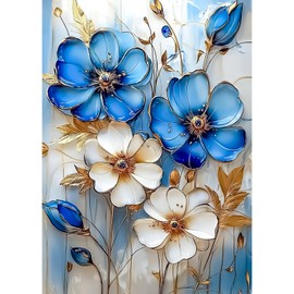 Lxmsja Floral Flowers Diamond Art Kits for Adults, Landscape DIY Full Drill Diamond Painting Kits for Beginners, 5D Gem Art Crafts for Adults, Home Wall Decor 12x16 inch