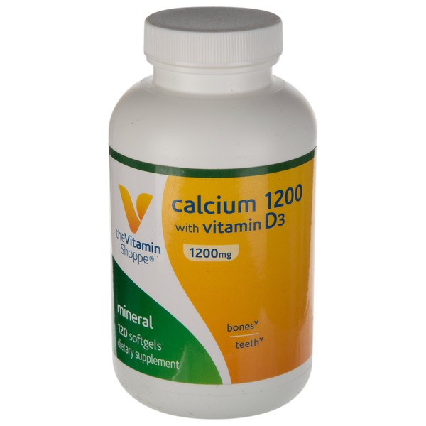Calcium (Carbonate) 1200mg – Mineral Essential for Healthy Bones & Teeth, 100% Daily Value – Added 400IU Vitamin D to Aid in Absorption (120 Softgels) by The Vitamin Shoppe