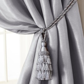 Elrene Home Fashions Charlotte Decorative Tassel Window-Curtain Tieback, 24", Silver