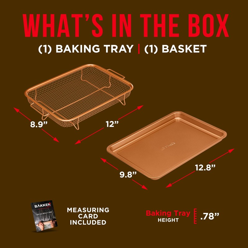 Bakken Swiss 2-in-1 Air Fryer Tray – Nonstick Copper Crisper