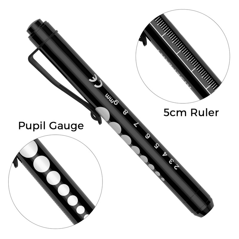 Pen Torch, RISEMART 2PCS Pen Light LED Pupil Gauge Pen