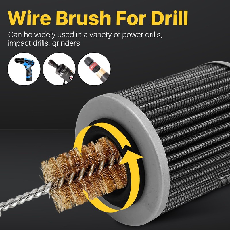 Lainballow 16 Pcs Bore Brush Set, 304 Stainless Steel&Brass Wire