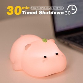 Night Light for Kids, Cute Pink Silicone Hippo Night Light, Rechargeable, Touch Sensor Bedside Table Lamp, Squishy Animal Led Lamp for Bedroom Living Room Gift Decor