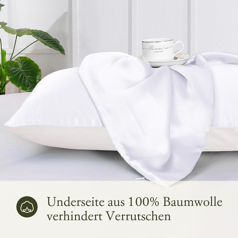 LilySilk Silk Cushion Cover, Plain, Cotton Underside, with Zip, Reversible