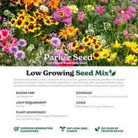 Park Seed Grow Your Own Vibrant Annual and Perennial Wildflower Garden Seeds Mixture, Easy to Grow Varieties for Pollinators and Spring Gardens - Low Growing Mix, 1/4 lb