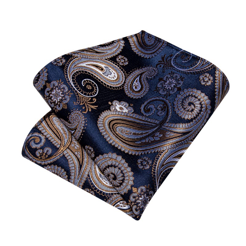DiBanGu Conjunto de pañuelo y gemelos de seda para hombre