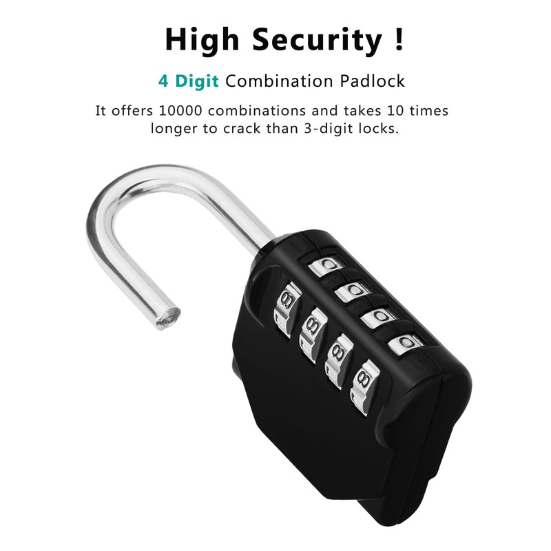 ZHEGE Padlock, Combination Lock 4 Digits, Outdoor Padlock Weatherproof for