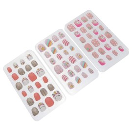 FOMIYES Unicorn Children's Nail Art Press on Nails 72pcs Fake Nails French Tip Abs Material Safe for Girls' Nail Art Random Style