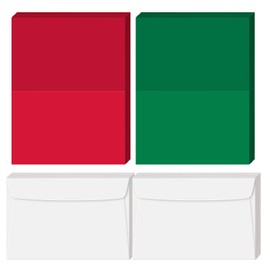 2024 Christmas Large Greeting Cards Set, Holiday Red and Green Blank Foldover Cardstock Paper - 8.5" x 5.5" When Folded | 6" x 9" Envelopes | 10 Red Cards, 10 Green Cards and 20 White Envelopes