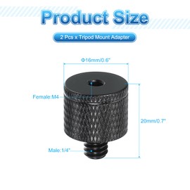 PATIKIL Tripod Screw Adapter M4 Female to 1/4" Male, 2 Pcs Tripod Nut Connectors Camera Mount Screw Camera Double Head Converter for Microphone Holder Magic Arms Accessories