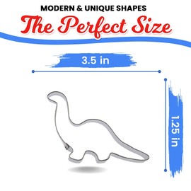 Apatosaurus Dinosaur Cookie Cutter 1.25 in by 3.5 in - Made in the USA – Foose Cookie Cutters Tin Plated Steel Apatosaurus Dinosaur Cookie Mold