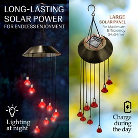 Upblend Outdoors Solar Hanging Decoration for Outside – Color Changing LED Decoration for Outside, Solar Chimes Outdoor Waterproof, Solar Light Decoration for Outside – Diamond, Red