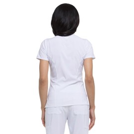 Dickies EDS Essentials Scrubs, V-Neck Womens Tops with Four-Way Stretch and Moisture Wicking DK615, XS, White