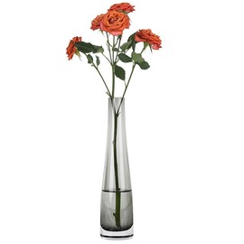 Hand-Made Blown Art Bud Glass Vase Glass Flower Vase Single Stem Vase Bud Vase Centerpieces Vases for Wedding Reception Dining Table Single Rose Flowers (Grey)