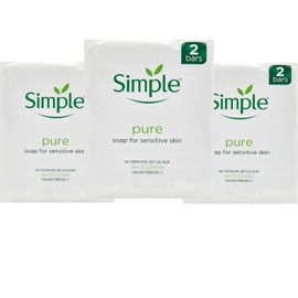 3 x Twin Pack 100g Pure & Gentle Soap Bar for Sensitive - Natural Cleansing for Soft and Healthy Skin