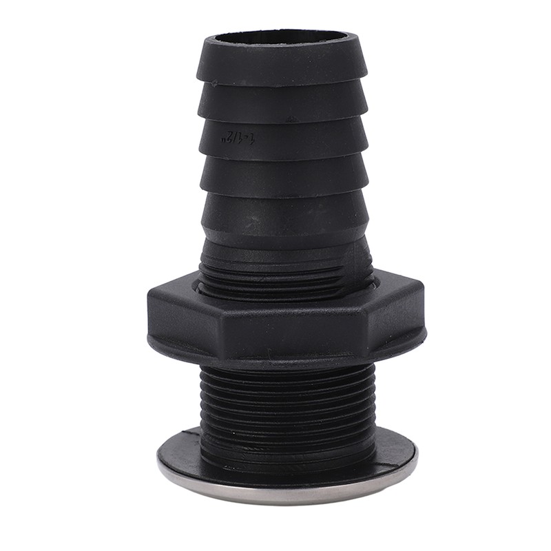 1 1/2in Through Hull Drain Straight Black with Stainless Steel