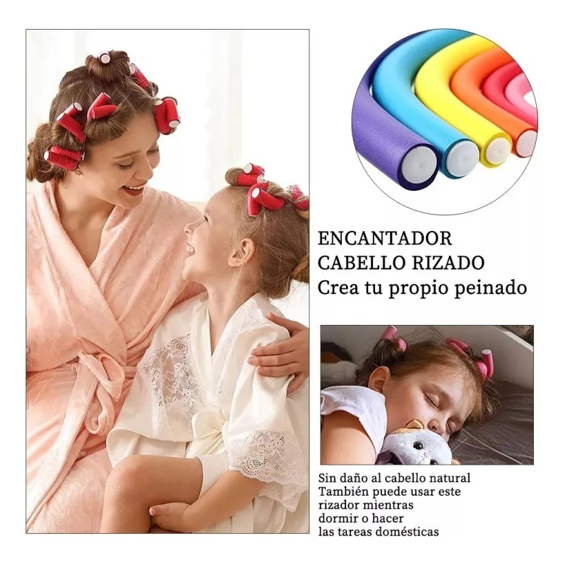 Rizadores De Cabello Sin Calor, 42pcs Rizo Tubos Cabello