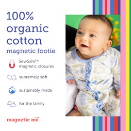 Magnetic Me Footie Pajamas 100% Organic Cotton Baby Boys Sleepwear Quick Magnetic Fastener Sleeper Darjeeling Dasmask 6-9 Months
