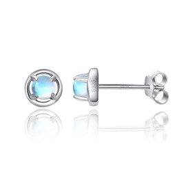Moonstone Earrings 925 Sterling Silver Moonstone Stud Earrings Rainbow Earrings Hypoallergenic Earrings Birthday Gifts for Girl Kids