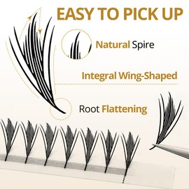 Lunamoon Volume Eyelashes, 3D, 4D, 5D Eyelash Extension, Premade Fans Eyelash Extensions, Eyelash Extensions, Pre Fanned Eyelashes, W Eyelashes, TZ-0.07D/8-15 mm, 30 g (Pack of 1)