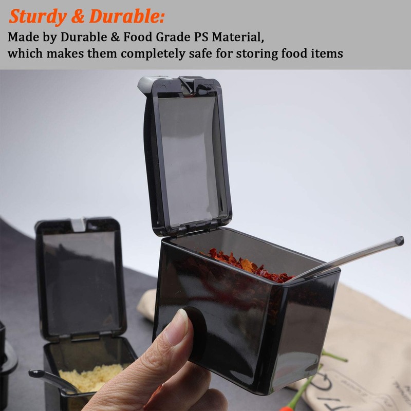 V·RESOURCING [ New Version Elegant Black Seasoning Box, 4 Pieces