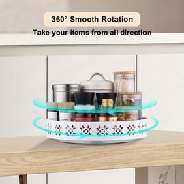 LEMIKKLE 11” Refrigerator Lazy Susan Organizer for Cabinet Countertop, rotating storage rack for kitchen, Turntable Spice Rack Organizer for Kitchen Bathroom Bedroom Pantry Vanity (White 11")