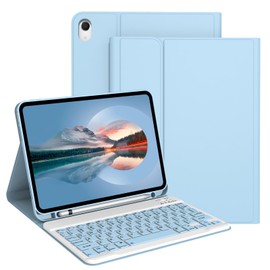 Divufus Keyboard Case for iPad 11th Generation (A16) 2025, for iPad 10th Generation 2022 [Magnetic Detachable Wireless Keyboard][Support 3 System] Folio Case with Pencil Holder, Light Blue