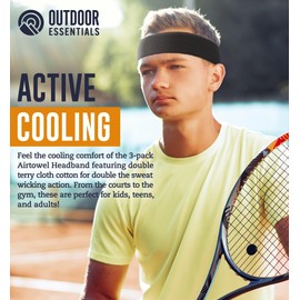 OutdoorEssentials Sweat Bands Headbands Men - Sweatbands for Women - Sports Headband - Sweat Absorbing Headband - Black - Multipack - One Size - Hiking