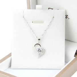 Verita. Open Heart Necklace, Women's Accessory, Heart, 925 Silver, Hypoallergenic, CZ Diamond (Cubic Zirconia), Stylish, Includes Exclusive Box, Popular, Birthday Gift, Cubic Zirconia