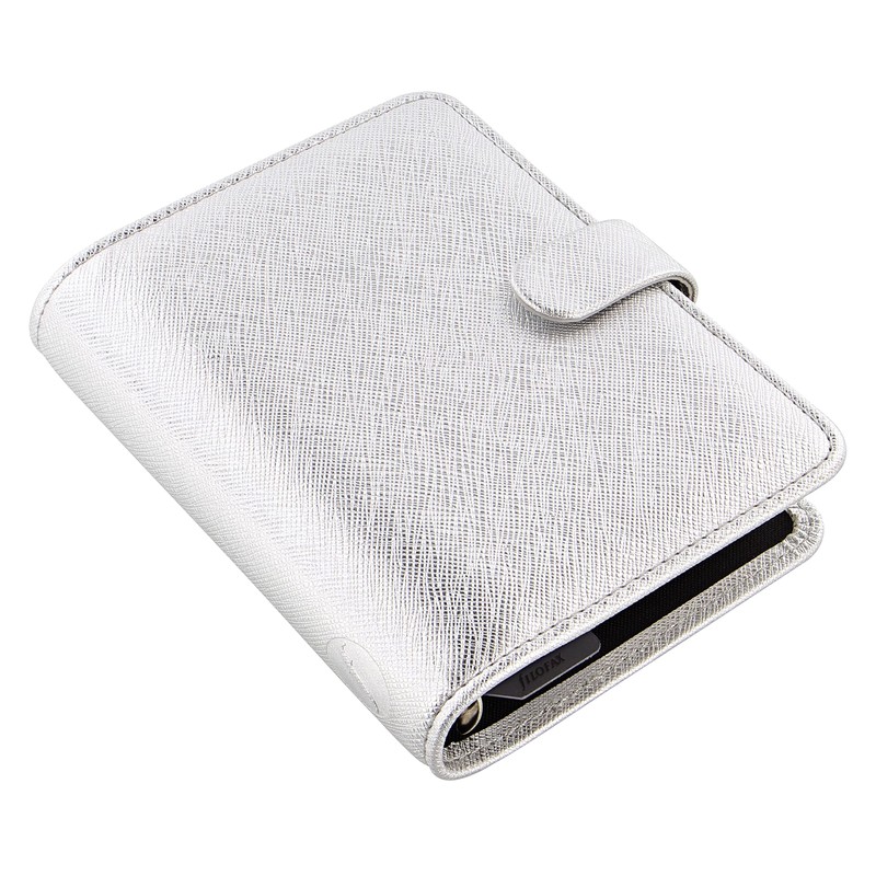FILOFAX Saffiano Metallic Pocket Organiser Silver 2025