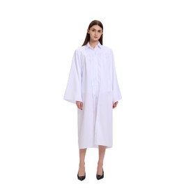 HX Graday Unisex Matte Graduation Gown,Choir Robe for Church Judge Robes Costumes Pulpit Robe Pastor Baptism, White, 54 Plus