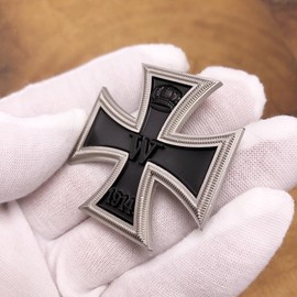 horlirty 1 x Iron Cross Badge Cross Medal German Iron Cross Knight Badge with Pin or Double Nail 1914/1939 Version, 4.5 x 4.5 cm, with Pin, 1939, With pin