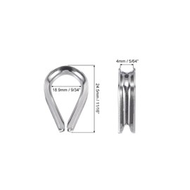 PATIKIL M4 316 Stainless Steel Thimble for 3/16" Dia Wire Rope Cable, 10 Pack 4mm Thimbles Rigging for Lifting Hanging Securing