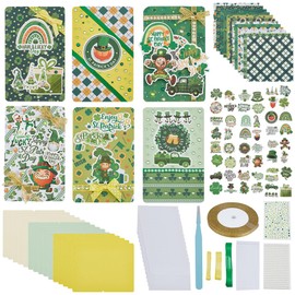 WEBEEDY 15 Sets DIY St.Patrick's Card Making Kit for Adults 3 Colors Blank Card Kits with Matching Envelopes DIY Shamrock Rainbow Gnome Sticker Card Ornament St. Patricks Greeting Card for Party