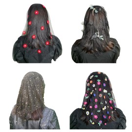 HUANIZI Mantilla Veil Lace Church Veils for Brides Floral Catholic Veil Headband Wedding Headpiece Latin Scarf Head Covering