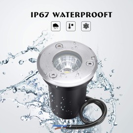 Junview 10Pack Landscape Lights - 6W LED Well Lights 12V-24V IP67 Waterproof Low Voltage Landscape Lighting for Driveway, Deck, Steps, Garden (Warm White)