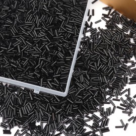 Soeoy 4000pcs Black Bugle Beads, Tube Beads for Jewelry Making, Small Long Beads for Embroidery Craft DIY Bracelet Necklaces Supplies, 7x5mm