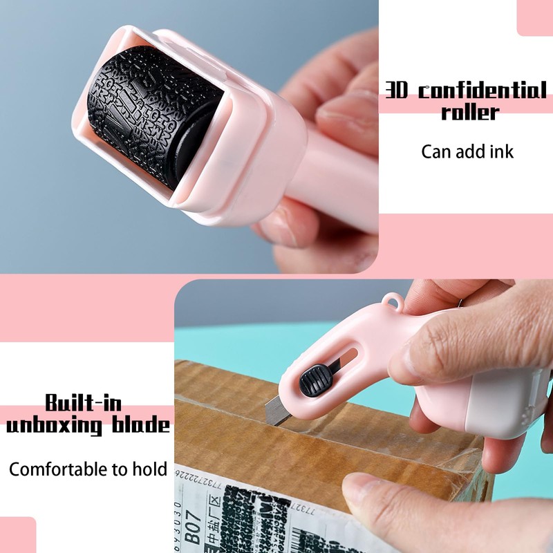 ZYEKIU Pack of 3 Identity Privacy Roll Stamps, Embossing Stamp,