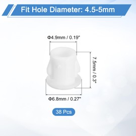sourcing map 38Pcs 5mm(3/16") Nylon Hole Plugs, Flush Type Panel Round Snap in Fastener Knockout Locking Plugs for Furniture Insert End Caps Panels, White