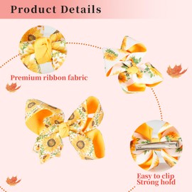 2PCS Big Sunflower Hair Bows Clips 4.3" Ribbon Hair Accessories with Alligator Clips for Kids Girls Woman of all ages for Summer Beach Fall Holiday (B)