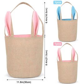 Wishstar Pack of 2 Easter Bunny Bags, Easter Basket with Ears, Easter Bunny Basket Bags, Good for Easter Egg Hunting for Children, Easter Gift (Blue, Green)