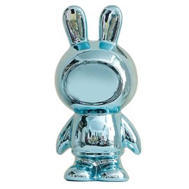 Hosoncovy Ceramic Rabbit Piggy Bank Cartoon Rabbit Coin Bank Money Box Children Bedroom Decoration Birthday Gifts (Blue)